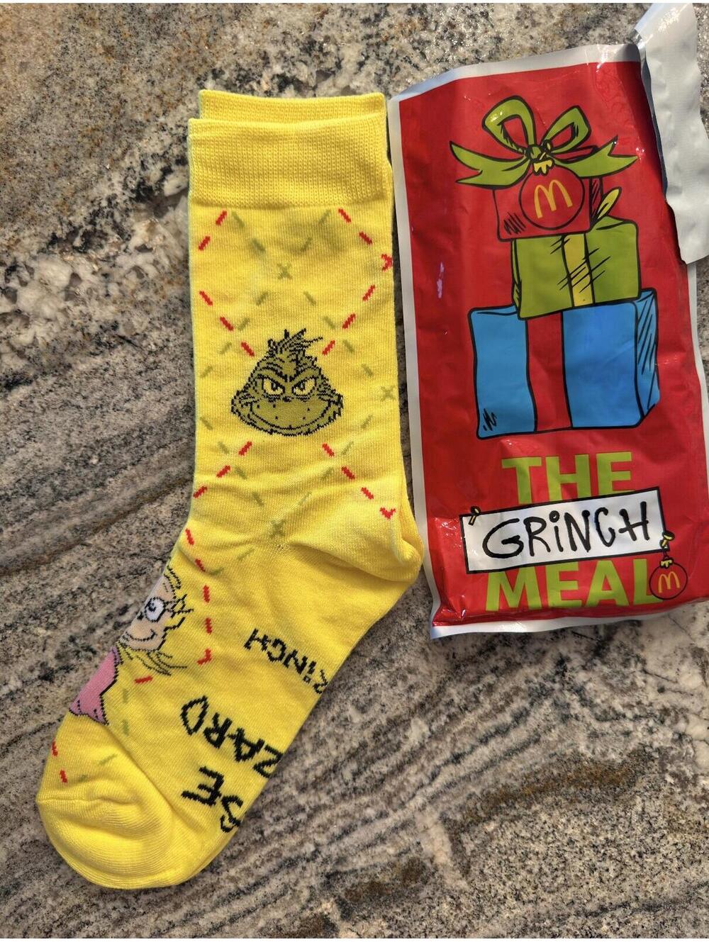 McDonald's The Grinch Meal Yellow Novelty Socks